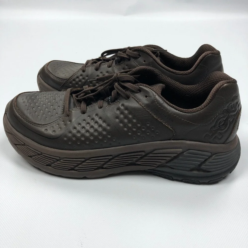 Hoka One Gaviota LTR Brown Leather Walking Shoes Mens 11.5 1019574 DSBC